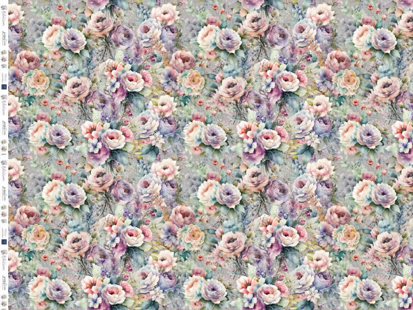 Baumwoll Jersey Druck Shiny Blossom Light Grey Allover 0,5m