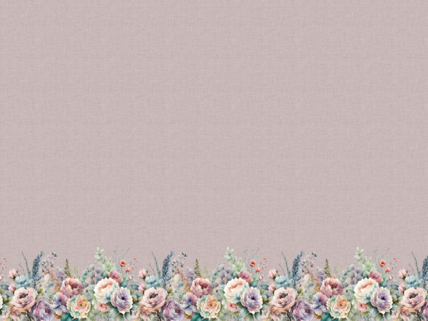 Baumwoll Jersey Druck Shiny Blossom Dusty Rose Bordüre 0,5m
