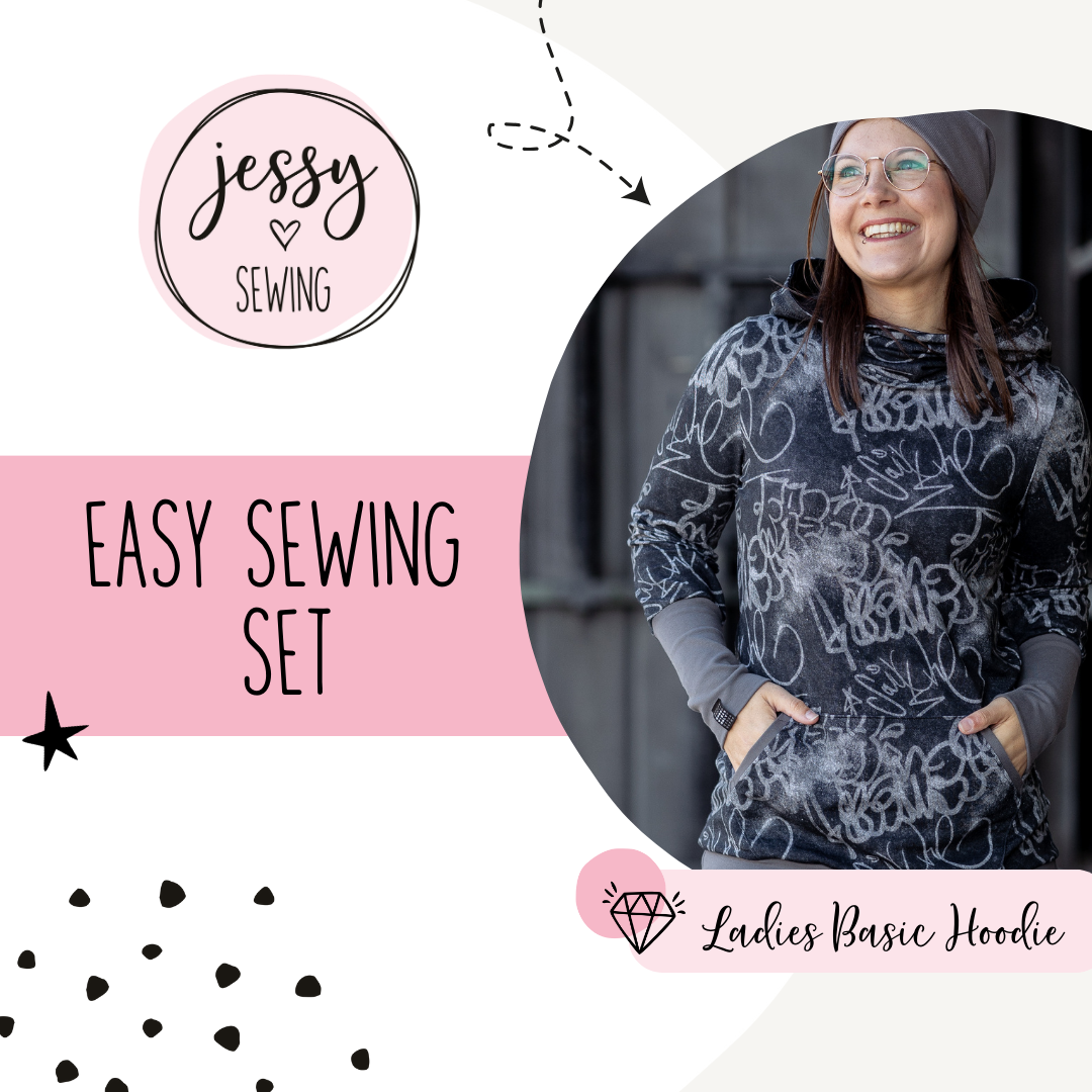 "Easy Sewing Set" Ladies Basic Hoodie Graffiti