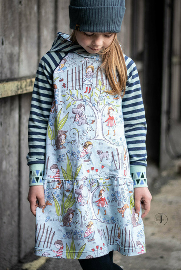 eBook - *Girls Raglan Dress* Hoodiekleid Tunika Ballonärmel 