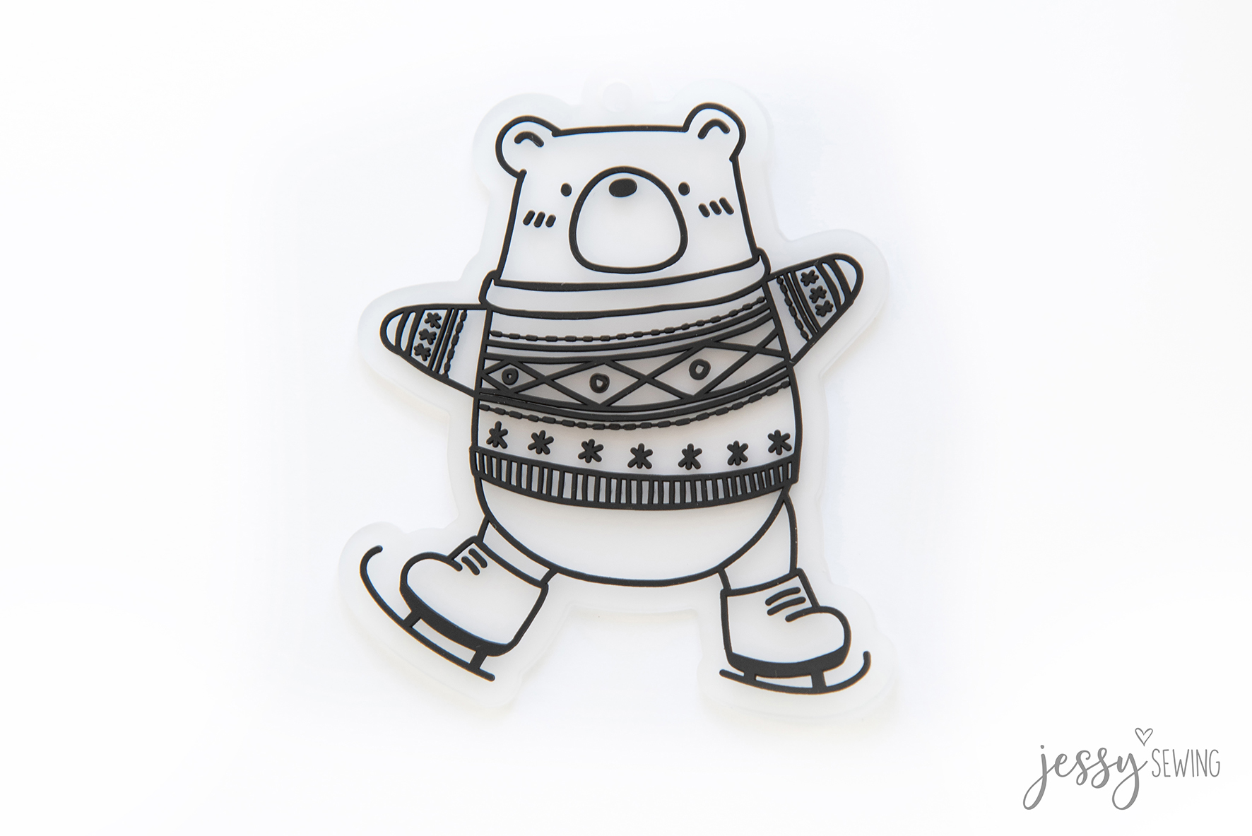 #244 Gummilabel/Anhänger "Schlittschuhbär"