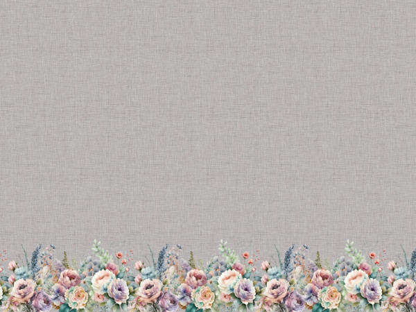 Baumwoll Jersey Druck Shiny Blossom Light Grey Bordüre 0,5m